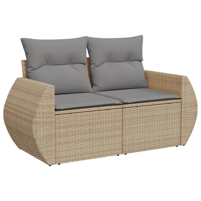 SALE 2026Canapé de jardin - Salon de jardin - facile à nettoyer - avec coussins 2 places beige - Résine tressée 142x62x69cm 19 Kg