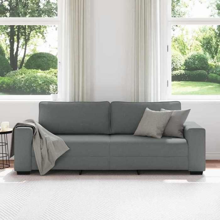 NEUF®Mobilier/Siège de salon - BESTMEUBLE - Canapé à 3 places - Dossier Rembourrés - Gris foncé - 220x77x82cm tissu FR7181663