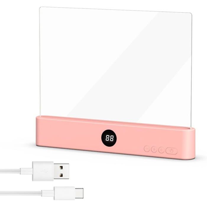 Lampe de Lecture LED Écran Plat Rose Multifonctionnelle avec Minuterie et Chargement USB Veilleuse pour Lire au Lit et Livre