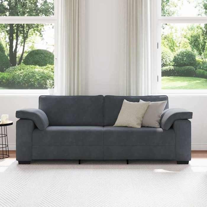 SHELL© SOFA-Canapé salon - 3 places - (par siège) : 110 kg - gris foncé 220x77x82 cm velours C5150