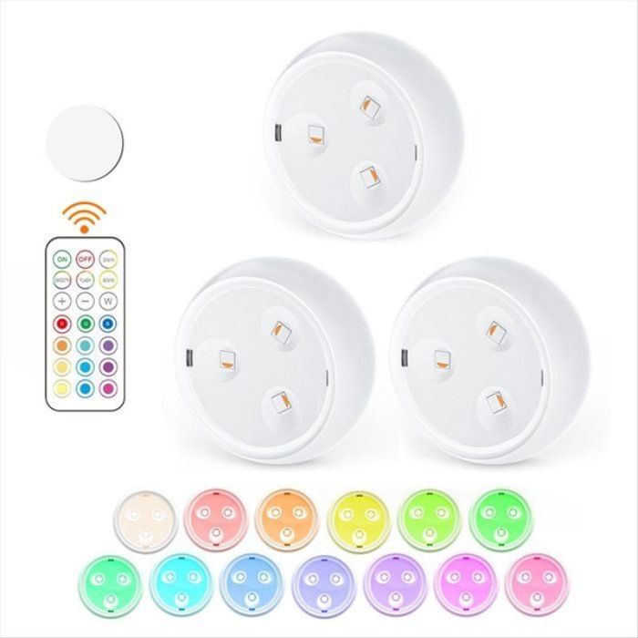 Puck Lights avec Télécommande 13 Couleurs Changeantes LED RVB Sous les Lumières DÉclairage DArmoire pour Cuisine Comptoir Blanc