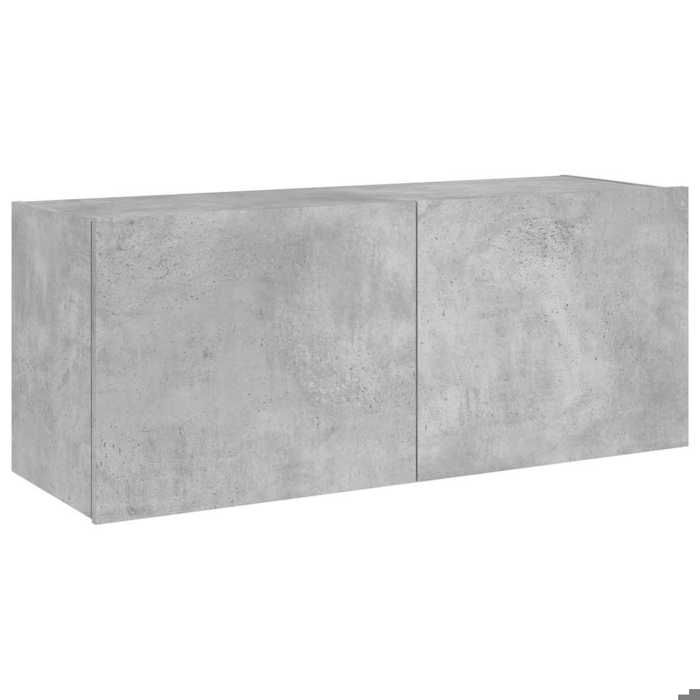 Support TV Gris - SWEETY®Organisateur TV mural - Design moderne avec LED - Armoire télé - gris béton 100x35x41cm 3389455