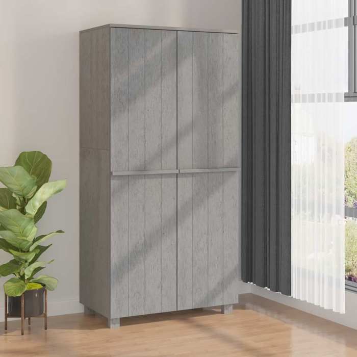 Armoire de rangement Gris - Garde-robe - HAMAR Gris clair 89x50x180 cm Bois massif de pin A15678