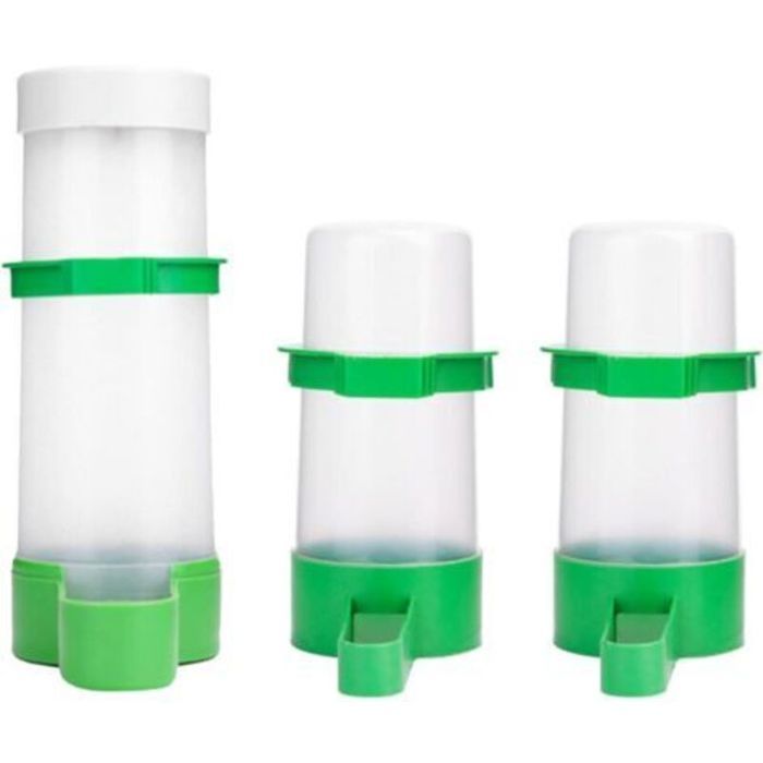 Distributeur eau 90ml + mangeoire 150ml pour perruches – set 3 pièces pratique