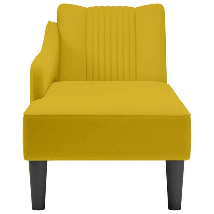 Confortable Fauteuil long look élégant 1 place avec accoudoir droit jaune velours__23101
