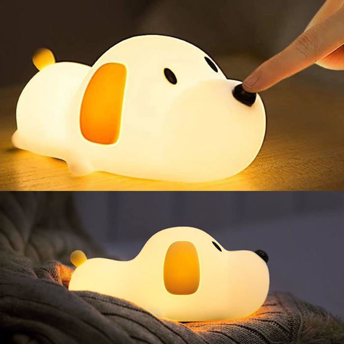 Lampe de nuit pour enfants Lampe douce en silicone mignon pour chien Lampe de berceau réglable Lampe portable pour chiot kawaii