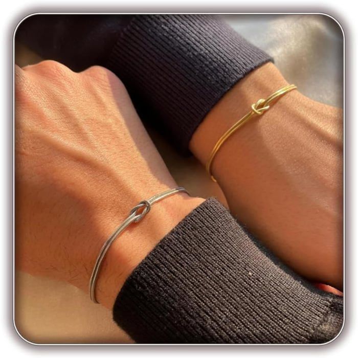 2Pcs Cadeau Couple Bracelet Couple Cadeau Saint Valentin Bracelet DAmitié Plaqué Or 18K Réglable Cadeaux Pour Petit Ami Pet[PP278]