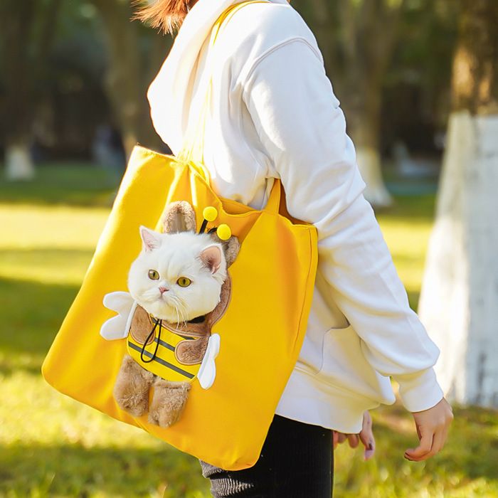 Sac de transport pour chat sac bandoulière avec ouverture pour la tête confortable idéal pour voyage et sortie