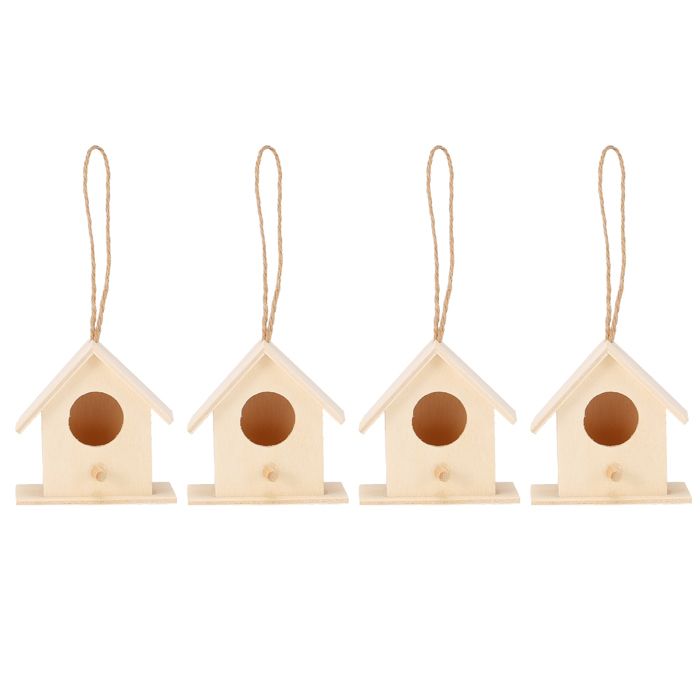 Lot de 4 nichoirs en bois décoration jardin à suspendre DIY abri oiseaux .