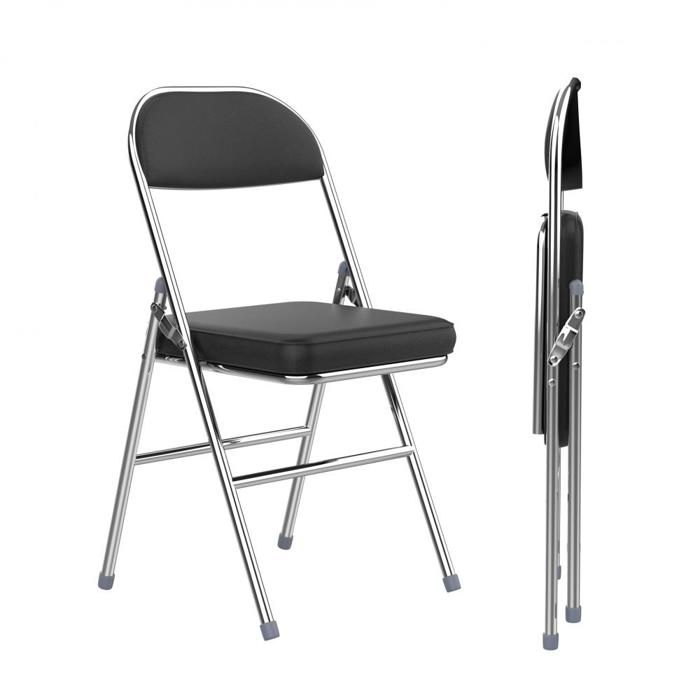 KEDIA Chaise Pliante Confortable 1Pcs 46x41x80.3cm Noir Cuir avec Coussin Épais Salle à Manger Intérieur Extérieur