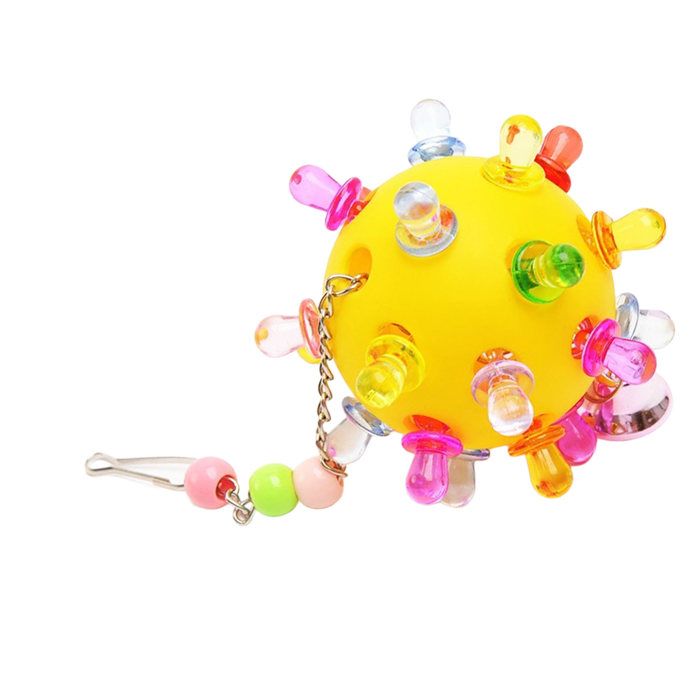 AUCUNE Jouet boule suspendue pour cage à oiseaux Jouet à mâcher pour oiseaux cloches boule suspendue animalerie jouet Jaune
