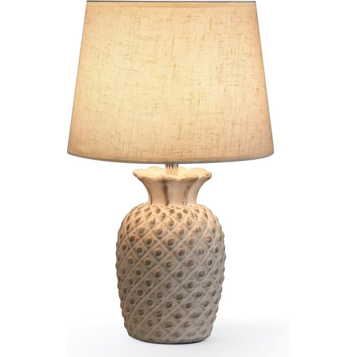Lampe De Table Ananas Sans Fil En Céramique Avec Minuteur Variateur DIntensité Et Télécommande – Petite Lampe À Piles Rech[LL873]