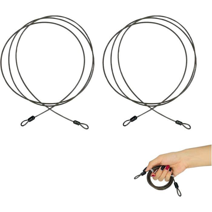 Câble De Sécurité - 2 Pièces - Acier Inoxydable - Double Boucle - Vélo Bagage Jardin - 2m MANCHE PORTE-ELECTRODE