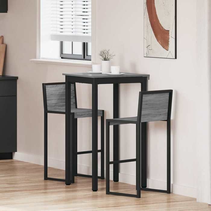 Table de repas de salon 2 personnes - HABITUDE - Table de bar - debout Bois dingénierie Carré - Cadre durable @37367