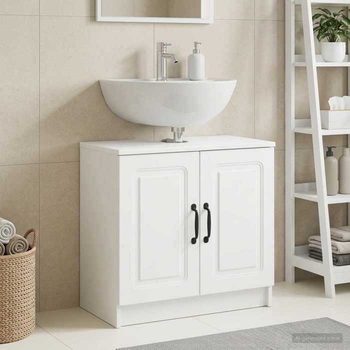Magnifique Meuble sous Lavabo de Salle de Bain UTRECHT Blanc - Résistance à lhumidité &1383