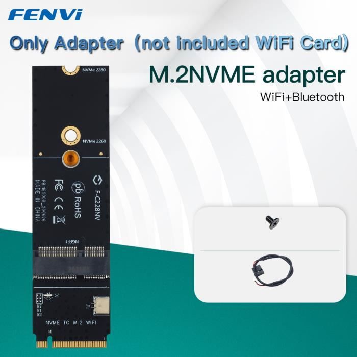 F-C228NV - Adaptateur WiFi 6E AX210 5374 Ghz-5Ghz-6Ghz, 2.4 Mbps, pour  Bluetooth 5.2 à clé M NVMe SSD, Port r