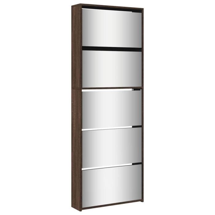Armoire à chaussures - ASHATA - BK3228285 - Chêne marron - 5 tiroirs - 63x17x1695cm