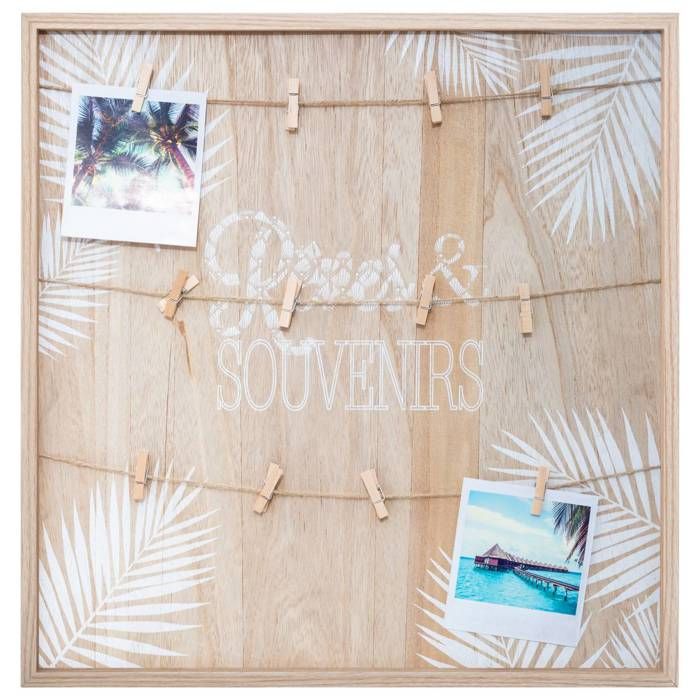 Porte-photos Telma en bois et corde 48x48cm