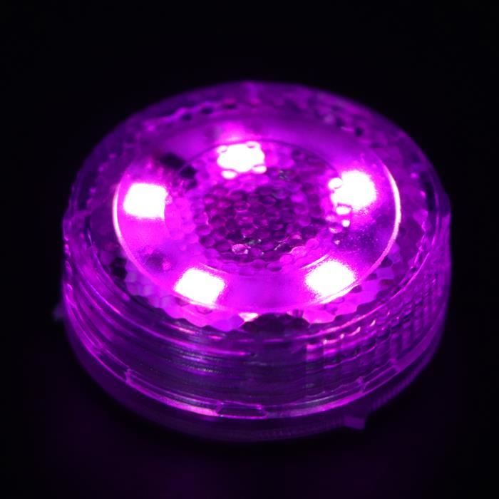 Lampe tactile LED de voiture Lumière ambiante sans fil à haute luminosité pile bouton intégrée(Lumière rose violet )