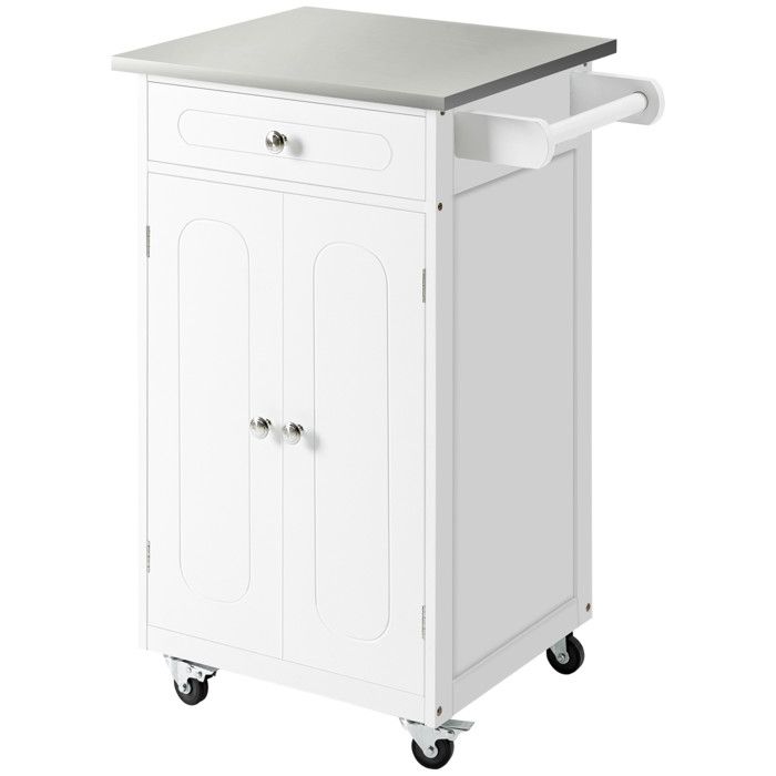 Desserte de cuisine inox JUNDAY blanche