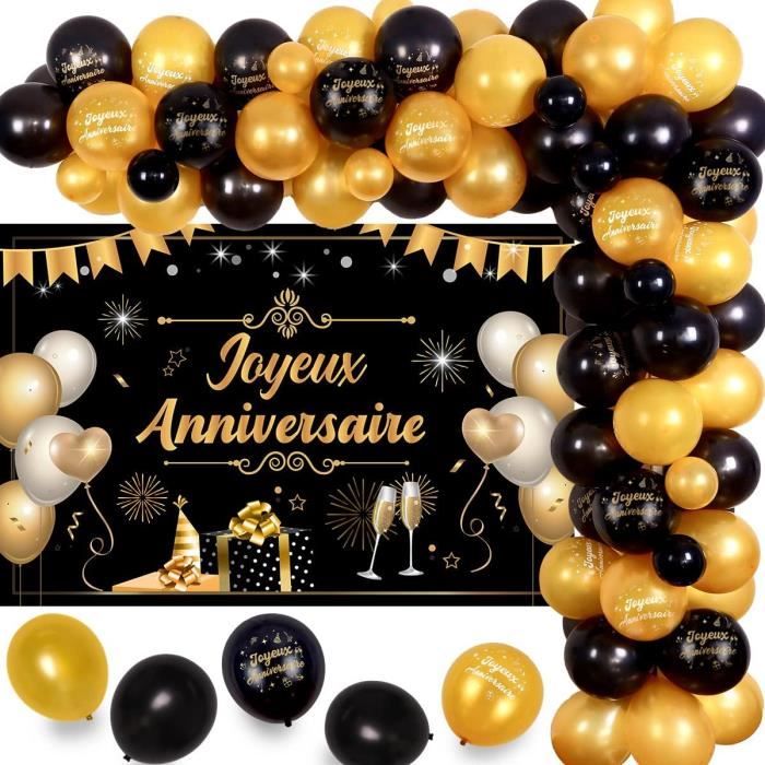 Décoration d'anniversaire pour hommes et femmes - Ballons 40 ans dorés et noirs