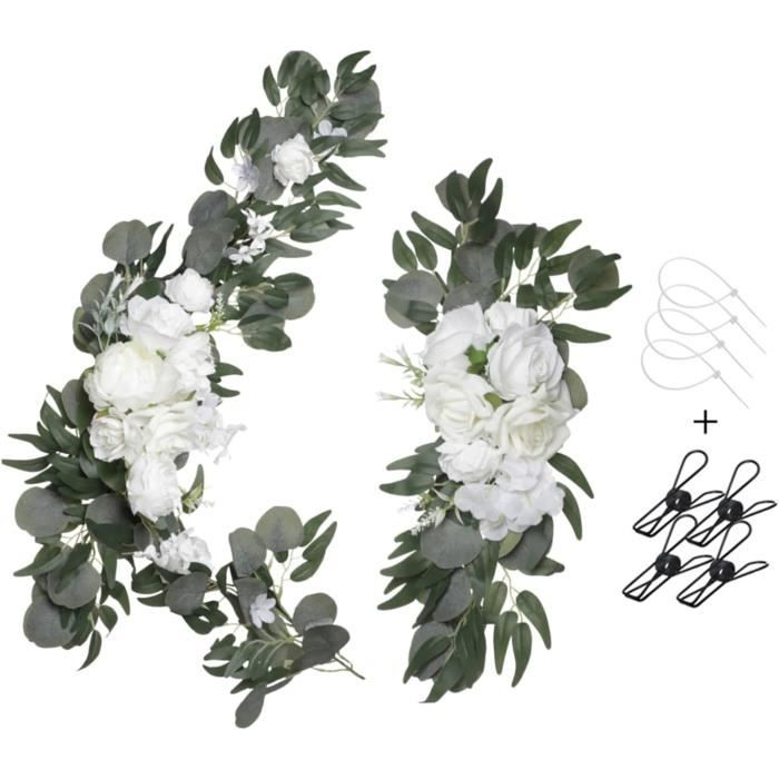 Kit de Fleurs Artificielles - DUOKU - Arche de Mariage - Roses et Pivoines - Tissu Soie - Lot de Kit de Fleurs Artificielles - DUOKU - Arche de Mariage - Roses et Pivoines - Tissu Soie - Lot de
