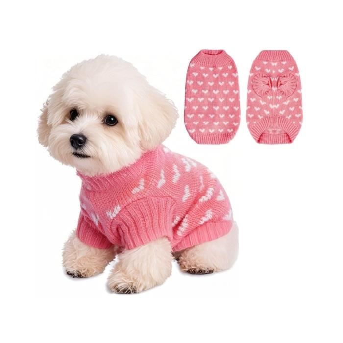 Pull pour Chien - Saint-Valentin - Cœur - Rose - Taille L - Confortable et Extensible