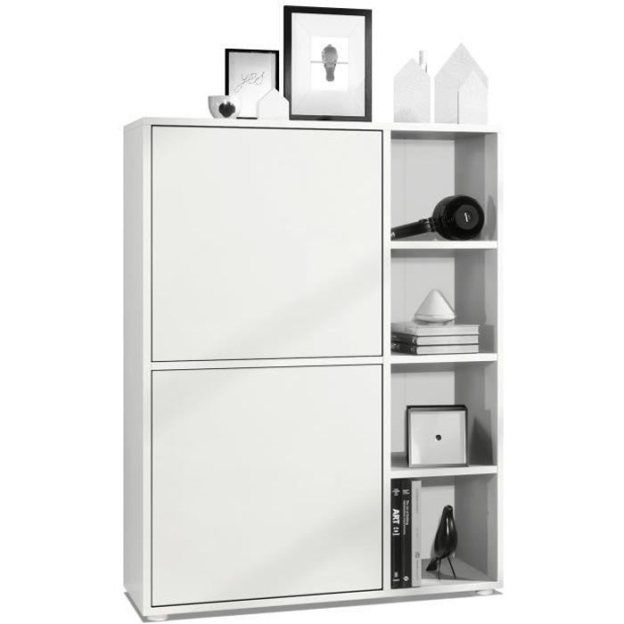 Vladon Buffet haut Cuba avec 8 compartiments caisson en blanc mat - Façades en Blanc mat Vladon Buffet haut Cuba avec 8 compartiments caisson en blanc mat - Façades en Blanc mat