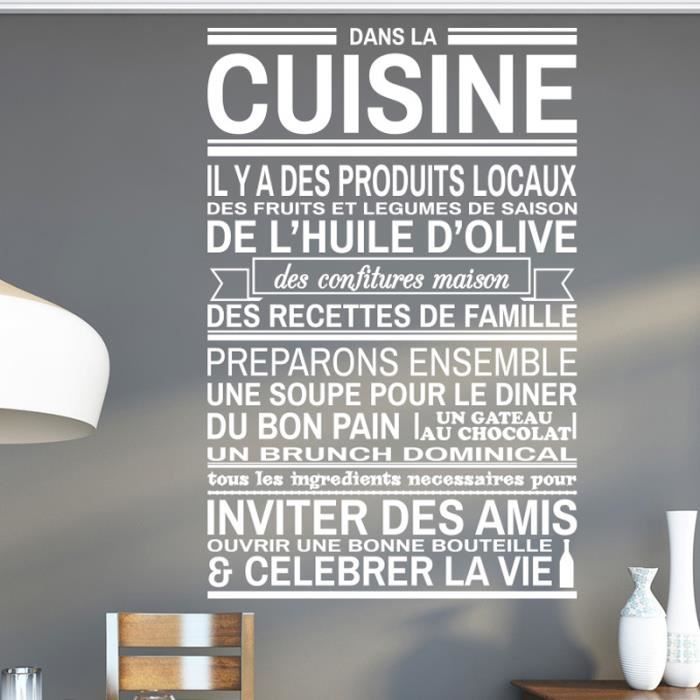 Stickers Muraux Amovibles Deco Cuisine Maison Bricolage Citation Dans La Cuisine Taille 58cmx90cm Noir Cdiscount Maison