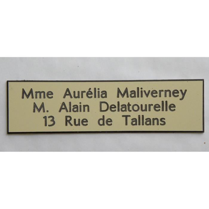 Plaque de boite aux lettres 1 à 3 lignes 10x2.5 cm 15 couleurs au choix