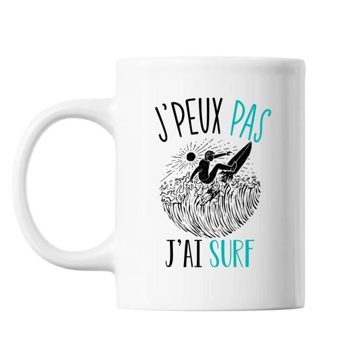 Mug - Surf - J'peux Pas - Céramique - 325 Ml - Résistant Lave-vaisselle Et Micro-onde
