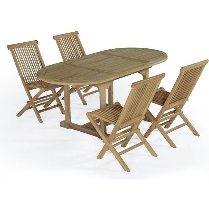 Salon De Jardin En Teck Ecograde Hawai Table Extensible 1 2 A 1 8
