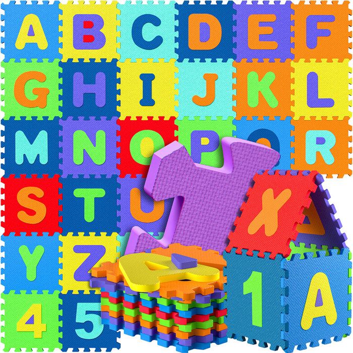 Tapis pour enfants EVA enfants mousse Puzzle tapis bébé tapis de jeu  carreaux de sol imbriqués avec Alphabet et chiffres goutte 220212267Y