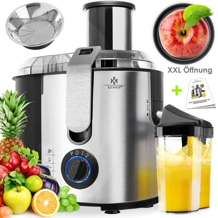 KESSER - Centrifugeuse en Inox Fruits et légumes 1100W Extracteur de jus Capacité 1L Ouverture 85mm