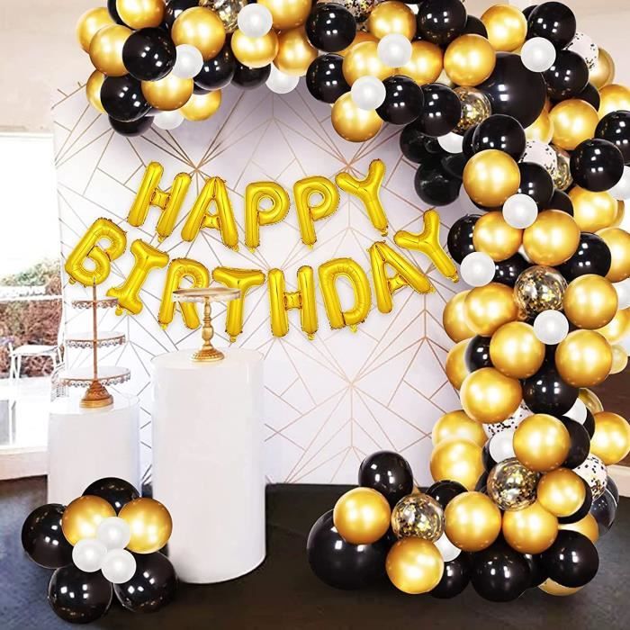 101 Pcs Kit Arc Guirlande Ballons Or Noir, Bannière Happy Birthday Et  Ballons Confettis Or Fête De Décoration D'Anniversaire[H9455] - Cdiscount  Maison