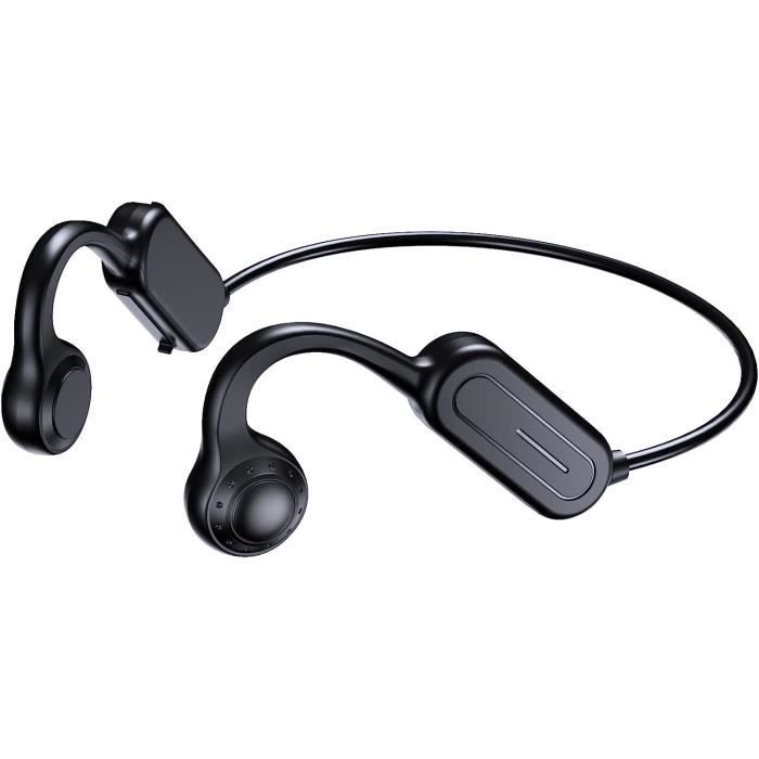 Casque Bluetooth Conduction Osseuse - Oreille Ouverte, Léger 25g - Résistant Transpiration IP65 - Batterie 8h Appel - Bleu