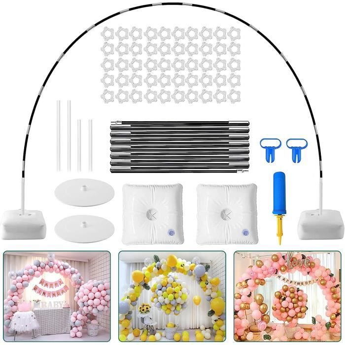 Kit Arche à Ballons Réutilisable TEGOVE - Hauteur Réglable 1,5 à 2,5m - Base à Eau - Pour Mariage, Anniversaire, Fêtes