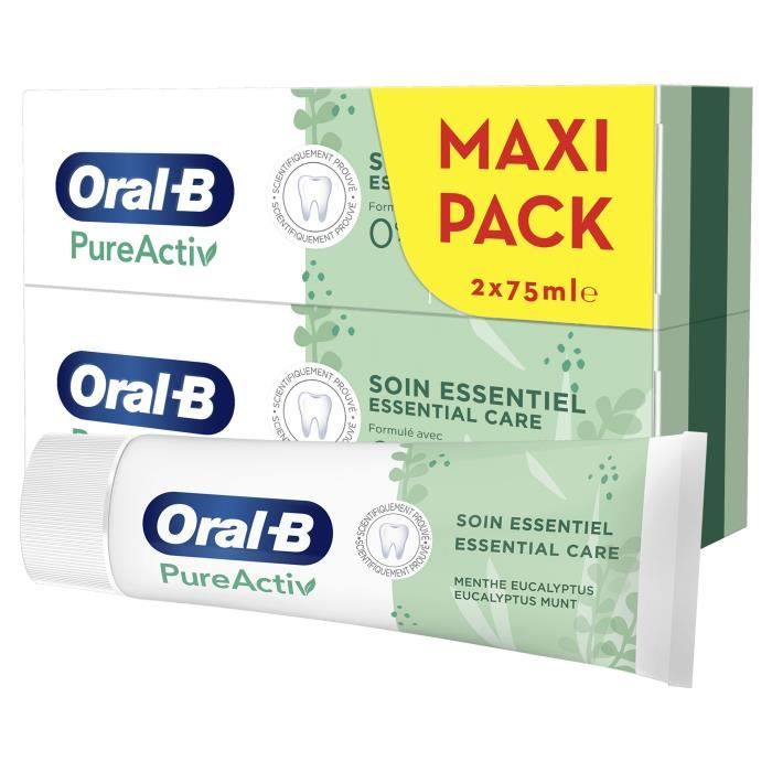 Oral-B Dentifrice PureActiv Soin Essentiel Lot de 2 x 75ml