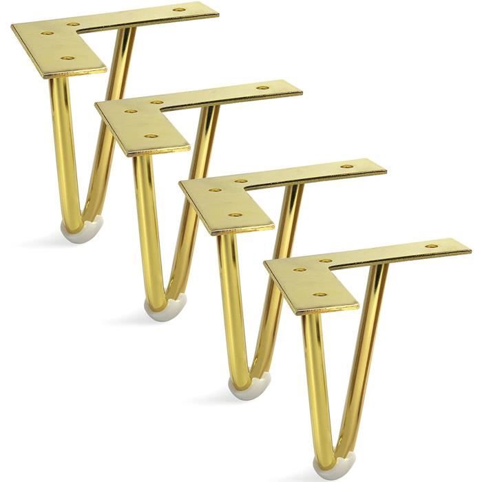 Lot de 4 pieds de meubles en métal doré 12,7 cm-A521 - Cdiscount Bricolage