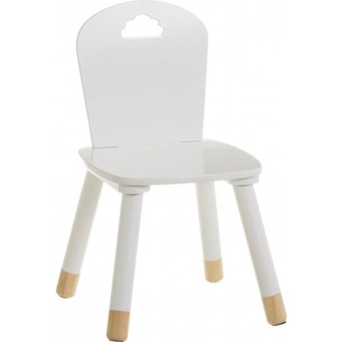 chaise enfant blanche et bois nuage - wadiga - 28x28x50cm - mdf et panneaux de particules