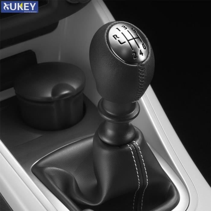 Pommeau De Levier De Vitesse Hacreyatu - 6 Vitesses Pour Renault Megane, Scenic, Etc. - Noir Et Chrome