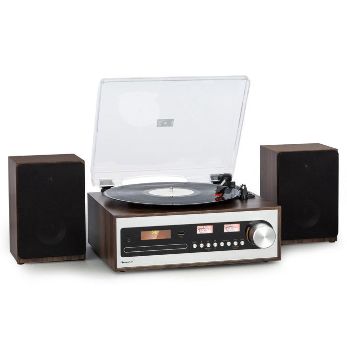 Mini chaîne hifi - Auna Oxford SE - Fonction DAB+-FM - Bluetooth - Lecteur Vinyle CD - Argent