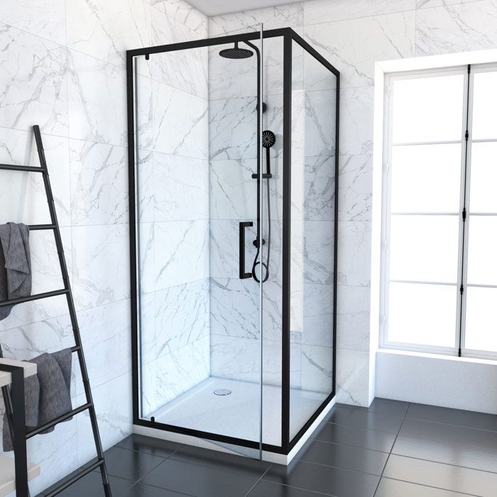 Pack paroi Factory pivotante +1 paroi retour - Noir Mat - 80 x 200 cm