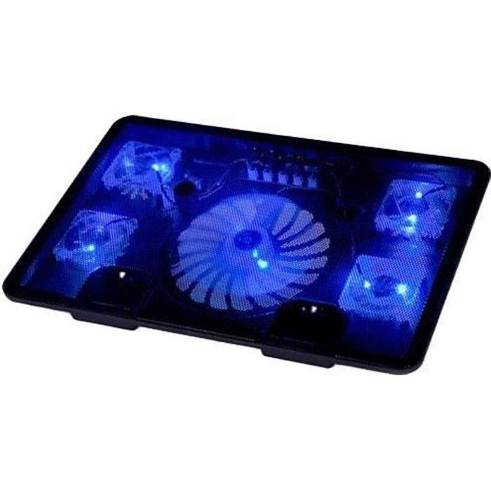 Support Refroidissement Ordinateur Portable Avec 2 Ventilateurs - Hauteur Réglable 4 Niveaux, 2 Ports USB - Pour PC Jusqu'à 15,6 Pouces - Blanc/Noir