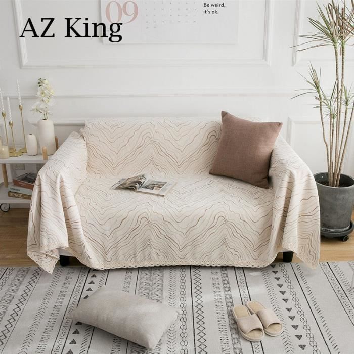 AZ KING-Jeté de Canapé Tricotée Antidérapage - Beige - 180 ...