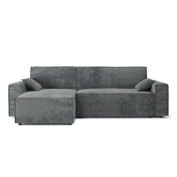 Canapé dangle MARIUS convertible velours côtelé gris souris Canapé dangle MARIUS convertible velours côtelé gris souris
