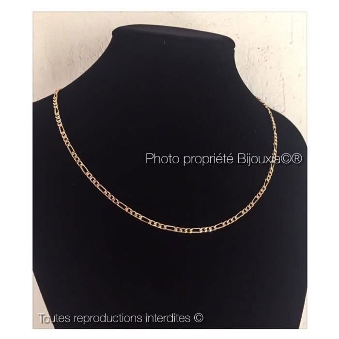 Chaîne Maille Figaro Plate 60 Cm Plaqué Or 18 Carats - Largeur 6 Mm, Neuve Avec étiquettes, Bijou Pour Homme
