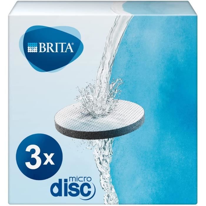 BRITA Pack de 3 filtres Microdisc, pour bouteilles et gourdes filtrantes, reduit le chlore, le plomb et autres impuretes pour