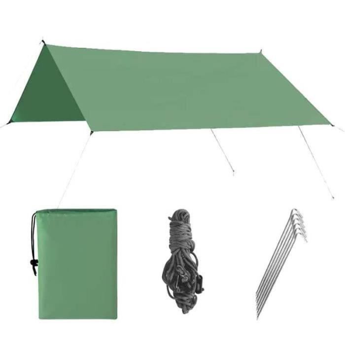 Voile d'ombrage carré auvent extérieur imperméable à l'eau anti-UV toile parasol multi-personnes pour camping et jardin Vert