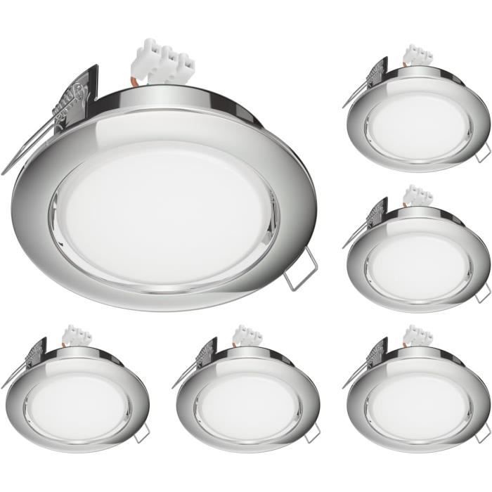 6X Led Spot Encastré Zobe Ii Plat Gx53 Chromé Rond 3,808W 420Lm Blanc ...